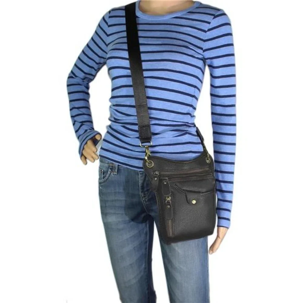 Genuine Leather hip bag Thigh Drop Leg Bag Waist fanny Pack for Men and Women